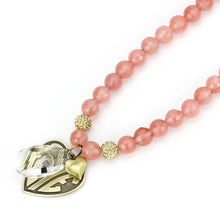 Load image into Gallery viewer, LO4662 - Antique Copper White Metal Necklace with Synthetic Synthetic Glass in Light Peach