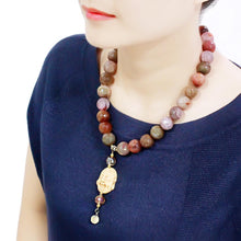 Load image into Gallery viewer, LO4663 - Antique Copper Brass Necklace with Semi-Precious Agate in Multi Color