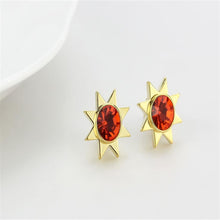 Load image into Gallery viewer, LO4675 - Gold Brass Earrings with Top Grade Crystal  in Orange