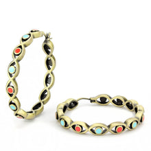 Load image into Gallery viewer, LO4679 - Antique Silver Brass Earrings with Epoxy  in Multi Color