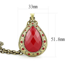 Load image into Gallery viewer, LO4686 - Antique Copper Brass Chain Pendant with Synthetic Synthetic Stone in Red Series