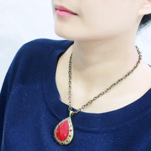 Load image into Gallery viewer, LO4686 - Antique Copper Brass Chain Pendant with Synthetic Synthetic Stone in Red Series