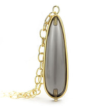 Load image into Gallery viewer, LO4687 - Gold &amp; Brush Brass Chain Pendant with Synthetic Synthetic Stone in Gray