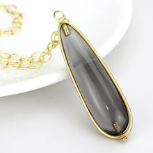 Load image into Gallery viewer, LO4687 - Gold &amp; Brush Brass Chain Pendant with Synthetic Synthetic Stone in Gray