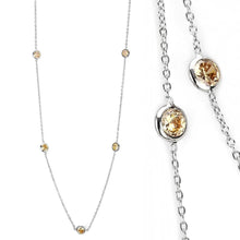 Load image into Gallery viewer, LO4703 Imitation Rhodium Brass Necklace with AAA Grade CZ in Champagne