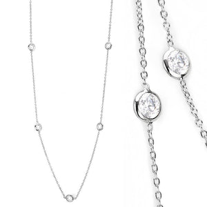 LO4704 - Rhodium Brass Necklace with AAA Grade CZ  in Clear