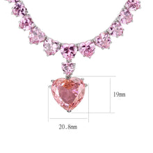 Load image into Gallery viewer, LO4705 - Rhodium Brass Necklace with AAA Grade CZ  in Rose