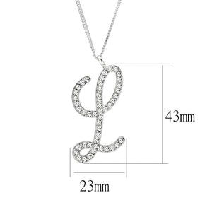 LO4709 - Silver Brass Chain Pendant with Top Grade Crystal  in Clear