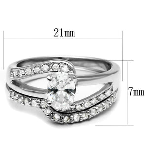 LO4712 - Rhodium Brass Ring with AAA Grade CZ  in Clear