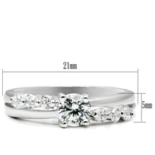 Load image into Gallery viewer, LO4713 - Rhodium Brass Ring with AAA Grade CZ  in Clear