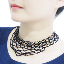 Load image into Gallery viewer, LO4716 - Rhodium Brass Necklace with Synthetic Synthetic Glass in Jet