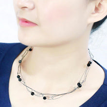 Load image into Gallery viewer, LO4719 - Ruthenium White Metal Necklace with Synthetic Synthetic Glass in Jet