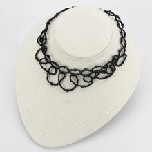 Load image into Gallery viewer, LO4721 - Rhodium Brass Necklace with Synthetic Synthetic Glass in Jet