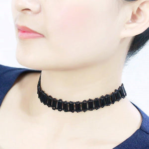 LO4724 - Rhodium White Metal Necklace with Synthetic Synthetic Glass in Jet