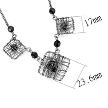 Load image into Gallery viewer, LO4727 - Ruthenium White Metal Necklace with Synthetic Synthetic Glass in Jet