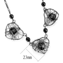 Load image into Gallery viewer, LO4728 - Ruthenium White Metal Necklace with Synthetic Synthetic Glass in Jet