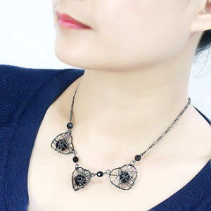 LO4728 - Ruthenium White Metal Necklace with Synthetic Synthetic Glass in Jet