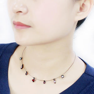 LO4729 - Ruthenium White Metal Necklace with Top Grade Crystal  in Multi Color