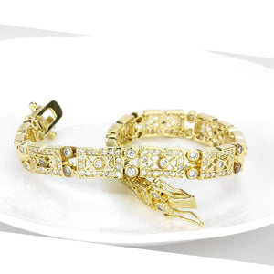 LO4735 - Gold Brass Bracelet with AAA Grade CZ  in Clear