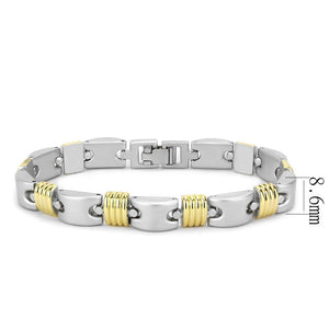 LO4738 - Gold+Rhodium White Metal Bracelet with No Stone