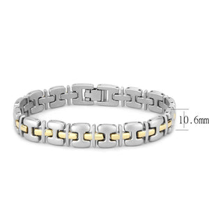 LO4739 - Gold+Rhodium White Metal Bracelet with No Stone