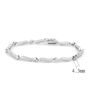 LO4740 Matte Rhodium & Rhodium Brass Bracelet with AAA Grade CZ in Clear