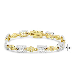 LO4741 - Gold+Rhodium Brass Bracelet with AAA Grade CZ  in Clear