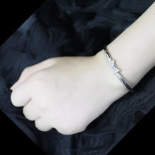 Load image into Gallery viewer, LO4742 - Rhodium Brass Bracelet with Top Grade Crystal  in Clear