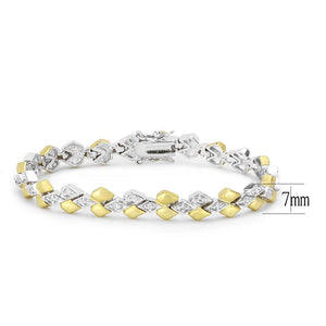 LO4743 Gold+Rhodium Brass Bracelet with AAA Grade CZ in Clear