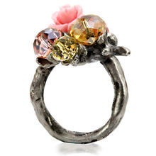 Load image into Gallery viewer, LO4745 - Antique Tone Brass Ring with Assorted in MultiColor