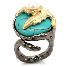 Load image into Gallery viewer, LO4749 - Antique Tone Brass Ring with Assorted in MultiColor