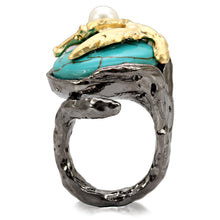 Load image into Gallery viewer, LO4749 - Antique Tone Brass Ring with Assorted in MultiColor