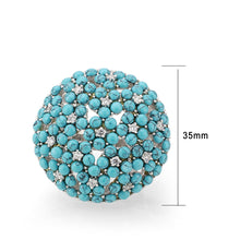 Load image into Gallery viewer, LO4750 - Rhodium Brass Ring with Top Grade Crystal in SeaBlue