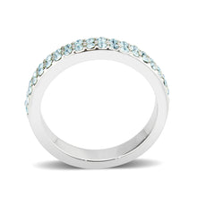 Load image into Gallery viewer, LO4753 - Rhodium Brass Ring with Top Grade Crystal in SeaBlue