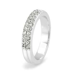 LO4754 - Rhodium Brass Ring with Top Grade Crystal in Clear