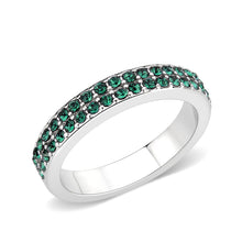 Load image into Gallery viewer, LO4755 - Rhodium Brass Ring with Top Grade Crystal in Emerald