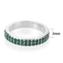 Load image into Gallery viewer, LO4755 - Rhodium Brass Ring with Top Grade Crystal in Emerald