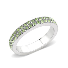 Load image into Gallery viewer, LO4756 - Rhodium Brass Ring with Top Grade Crystal in Peridot