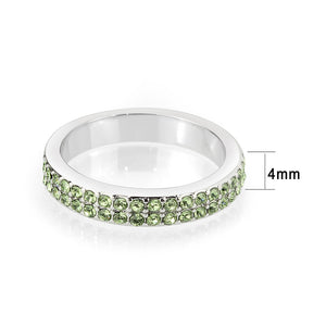 LO4756 - Rhodium Brass Ring with Top Grade Crystal in Peridot