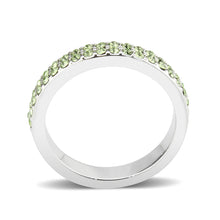 Load image into Gallery viewer, LO4756 - Rhodium Brass Ring with Top Grade Crystal in Peridot