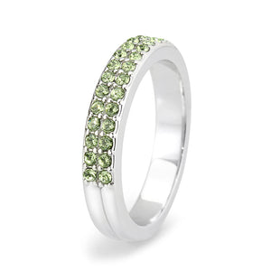 LO4756 - Rhodium Brass Ring with Top Grade Crystal in Peridot