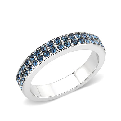 LO4757 - Rhodium Brass Ring with Top Grade Crystal in Montana