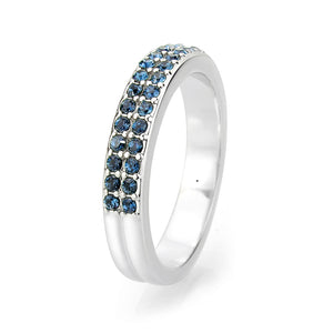 LO4757 - Rhodium Brass Ring with Top Grade Crystal in Montana