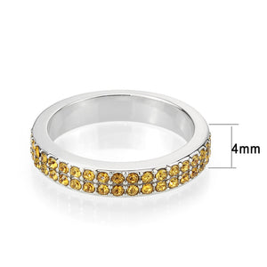 LO4759 - Rhodium Brass Ring with Top Grade Crystal in Topaz