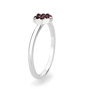 LO4762 - Rhodium Brass Ring with Top Grade Crystal in Red Series