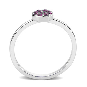 LO4763 - Rhodium Brass Ring with Top Grade Crystal in Amethyst