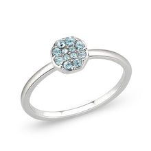 Load image into Gallery viewer, LO4764 - Rhodium Brass Ring with Top Grade Crystal in SeaBlue