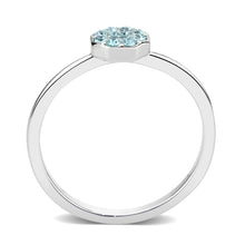 Load image into Gallery viewer, LO4764 - Rhodium Brass Ring with Top Grade Crystal in SeaBlue