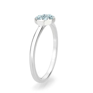 LO4764 - Rhodium Brass Ring with Top Grade Crystal in SeaBlue