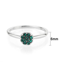 Load image into Gallery viewer, LO4765 - Rhodium Brass Ring with Top Grade Crystal in Emerald